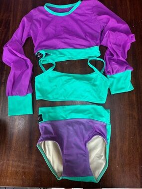 Girls Purple & Teal Two-Piece dance Set by